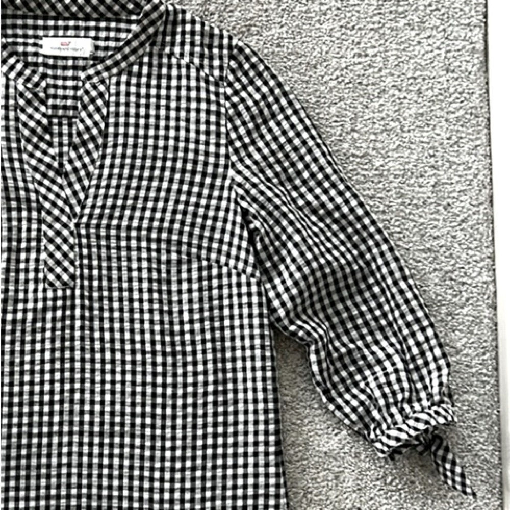 Vineyard Vines Gingham Seersucker Savannah Popover Top - Picture 4 of 8